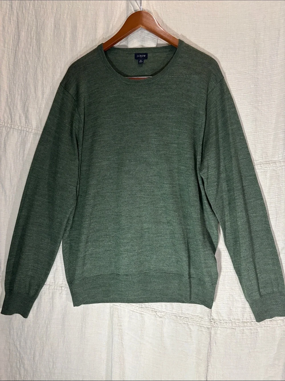 J. Crew Men's XL Merino Wool Blend Crewneck Sweater in Sage Green EUC